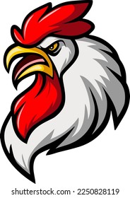 Angry rooster head mascot character