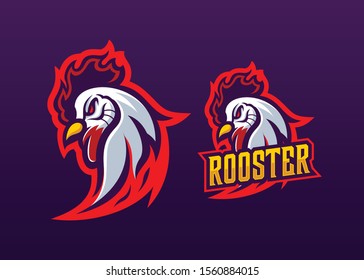 Angry rooster head mascot logo template