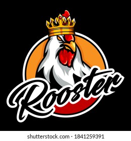 Angry rooster king mascot logo design