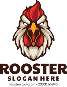 Angry Rooster Mascot Cartoon Logo 