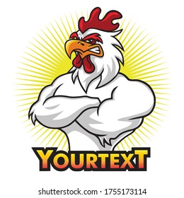 Angry Rooster Mascot Logo Premium Vector Cartoon Illustration