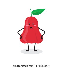 angry rose apple fruit cute character mascot vector design