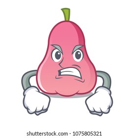 Angry rose apple mascot cartoon