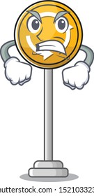 Angry roundabout ahead cartoon shape with mascot