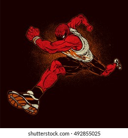 Angry running athlete