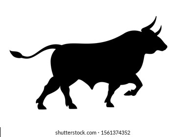 Angry running bull icon illustration isolated on white background