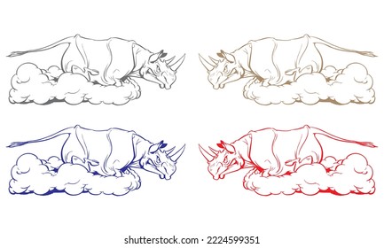 The Angry Running Rhino Vector Illustration
