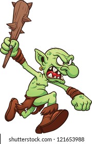 Angry running troll. Vector clip art illustration with simple gradients. All in a single layer.