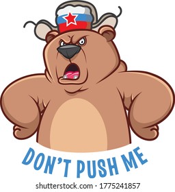 Angry Russian bear in hat