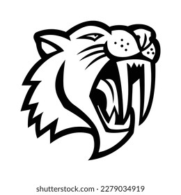 Angry sabretooth silhouette vector icon drawing svg