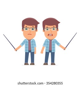 Angry and Sad Character Freelancer making presentation using pointer. for use in presentations, etc.