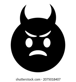 Furiosa y triste cara diabólica. Vector de iconos de Emoji. Signo emoticono. Emociones negativas. Ilustración vectorial.