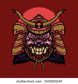 wütende Samurai-Kopfgrafik