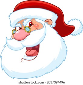 Angry Santa Claus Face Portrait Cartoon Character Scream. Vector Hand Drawn Illustration Isolated On Transparent Background