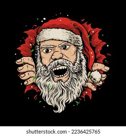 Angry Santa Head Vector Illustration