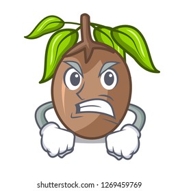 Angry sapodilla fruit cut in shape cartoon