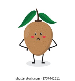 angry sapodilla fruit cute character mascot vector design