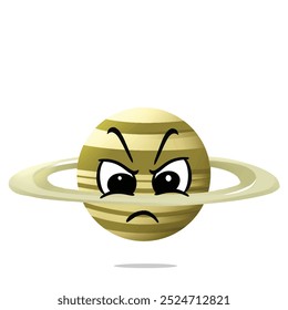 personagem saturno irritado. conceito bonito, engraçado e divertido. sistema solar, astronomia, e temas de educação