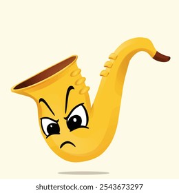 angry saxophone mascot illustration. fun and playful concept. hobby, interest, lifestyle, song, singer, sound, and music themes