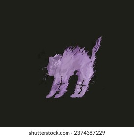 
angry scared purple watercolor cat