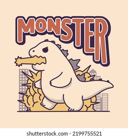 angry scary monster vector illustration
