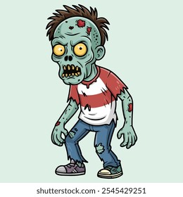 Angry Scary Zombie isolated Vector illustration.