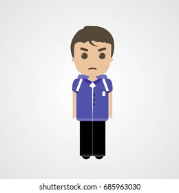 Angry Schoolboy Character, Vector, Illustration