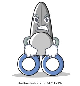Angry scissor character cartoon style