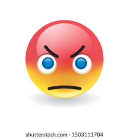 Angry Scowling Round Yellow Red Emoticon Stock Vector (Royalty Free ...
