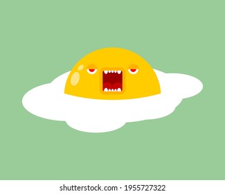 Angry scrambled eggs. Evil omelette. vector illustration