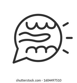 angry screaming mouth, speech bubble, linear icon. Editable stroke