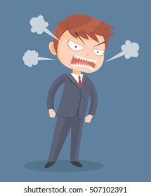 Angry screaming office worker man character. Vector flat cartoon illustration