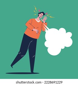 Angry screaming people characters concept. Vector graphic design illustration element