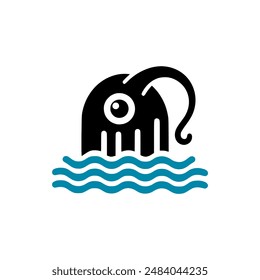 angry sea monster logo vector illustration template design