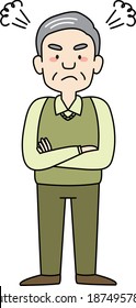 Angry senior man with arms crossed
