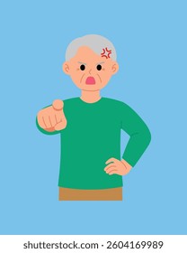 angry senior man pointing finger at the front and blaming
illustration