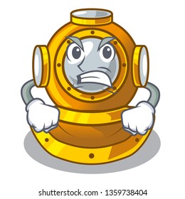 Angry shape diving helmet character in closet