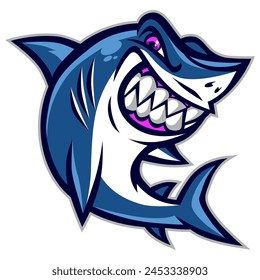 Angry shark. Animal mascot. Monster