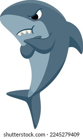 Angry shark cartoon animal. Funny underwater mascot