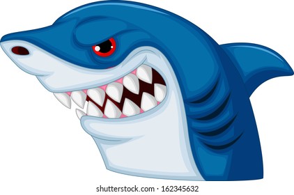Angry shark cartoon character