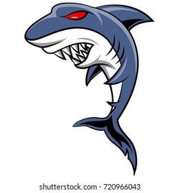 Cartoon Angry Shark Mascot On White Stock Vector (Royalty Free) 2065662080