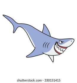 angry shark cartoon, part of the collection of marine life