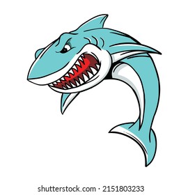 Vector de caricatura de tiburón enojado. adecuado para la vida marina, animal, icono de criatura marina, símbolo de signo.