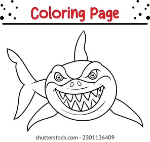 angry shark coloring pages for children