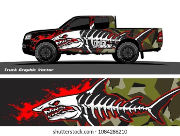 Angry shark face decal design for truck and vehicle vinyl wrapping