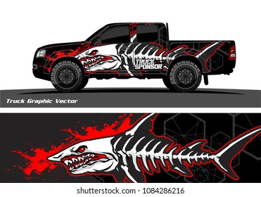 Angry shark face decal design for truck and vehicle vinyl wrapping