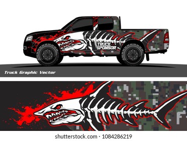 Angry shark face decal design for truck and vehicle vinyl wrapping