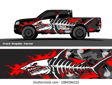 Angry shark face decal design for truck and vehicle vinyl wrapping