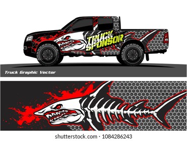 Angry shark face decal design for truck and vehicle vinyl wrapping