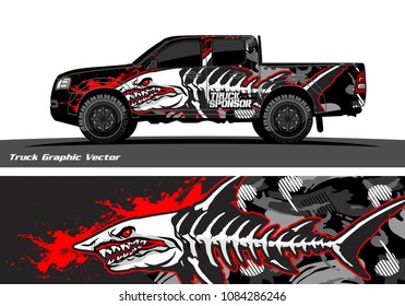 Angry shark face decal design for truck and vehicle vinyl wrapping